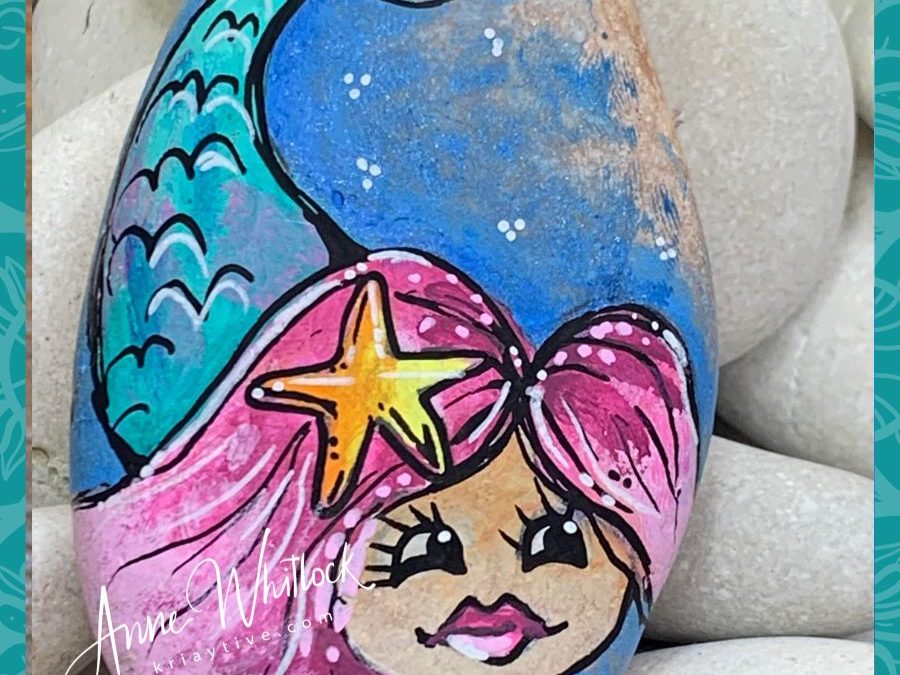 Mermaid rock painting tutorial