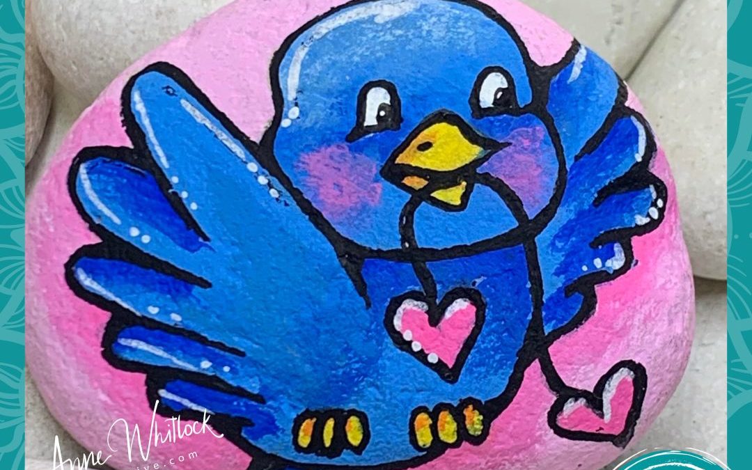 Bluebird of Happiness rock painting tutorial