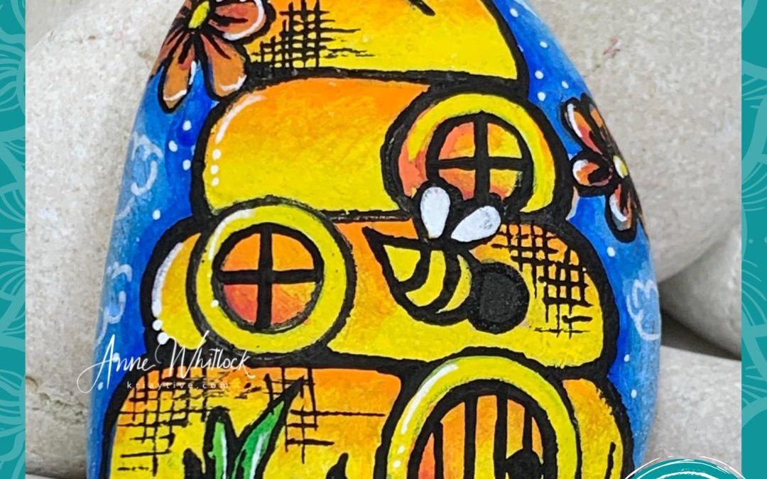 Beehive rock painting tutorial