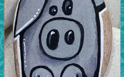 Grey Pig rock painting tutorial