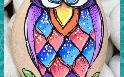 Patchwork Owl rock painting tutorial