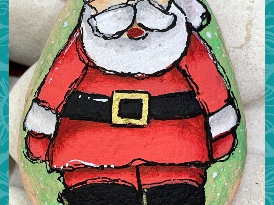 Santa Claus rock painting tutorial