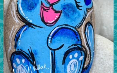 Blue Kitty rock painting tutorial