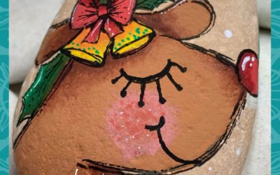 Rudolph Red nose reindeer rock painting tutorial