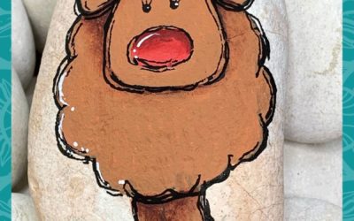 Fluffy Rudolph rock painting tutorial