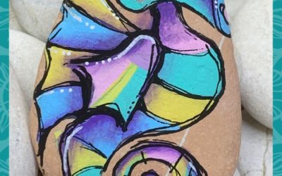 Rainbow Seahorse rock painting tutorial