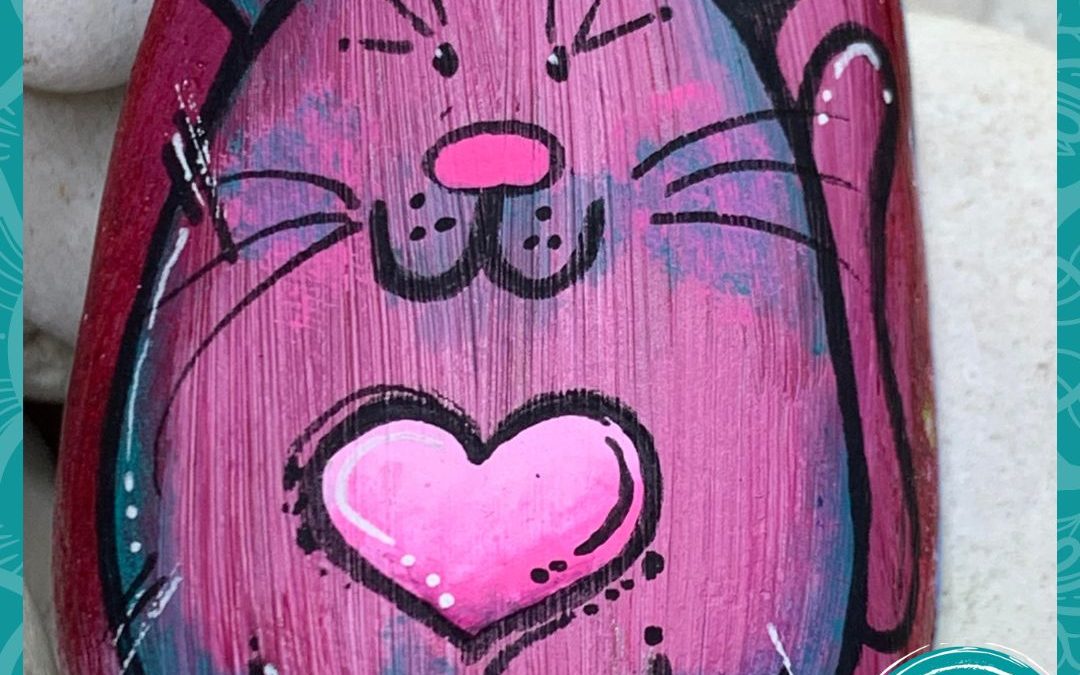 Pink kitty rock painting tutorial