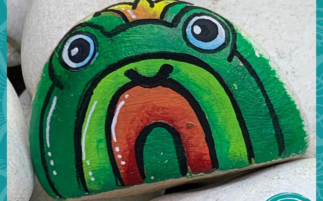 Froggy Rainbow rock painting tutorial