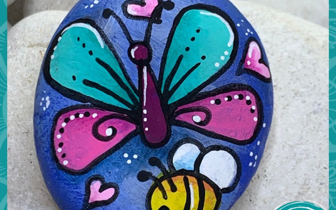 Butterflies & Bees rock painting Tutorial