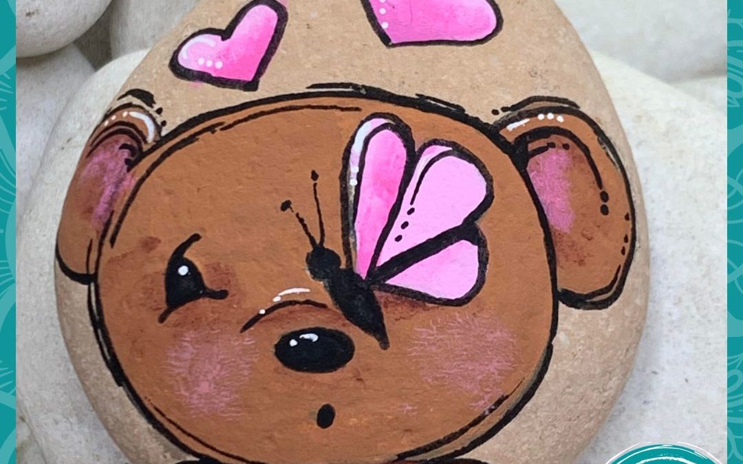 Bear n butterfly rock painting tutorial