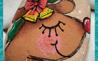 Rudolph the Red Nose Reindeer rock painting tutorial