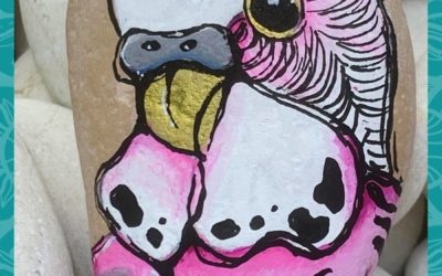 Budgie Pink Bird rock painting Tutorial