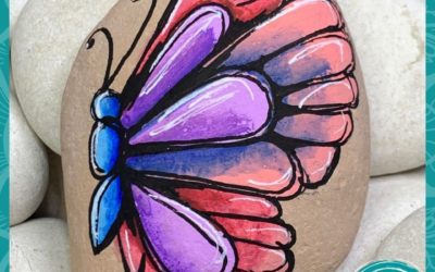 Colourful Butterfly rock painting tutorial