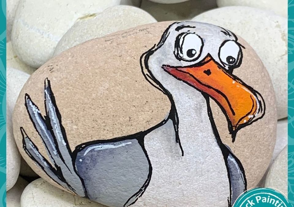 Seagull rock painting tutorial