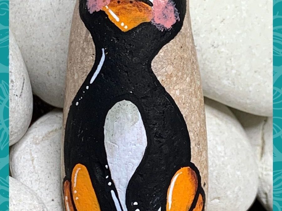 Penguin rock painting tutorial