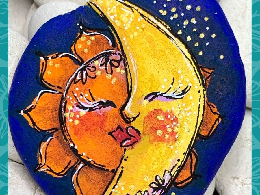 Sun/Moon rock painting tutorial