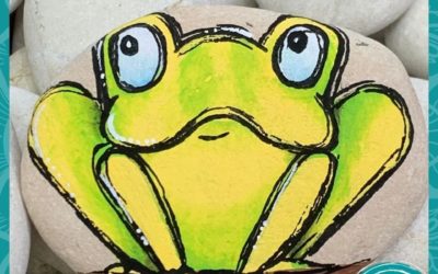 Yellow Frog rock painting tutorial