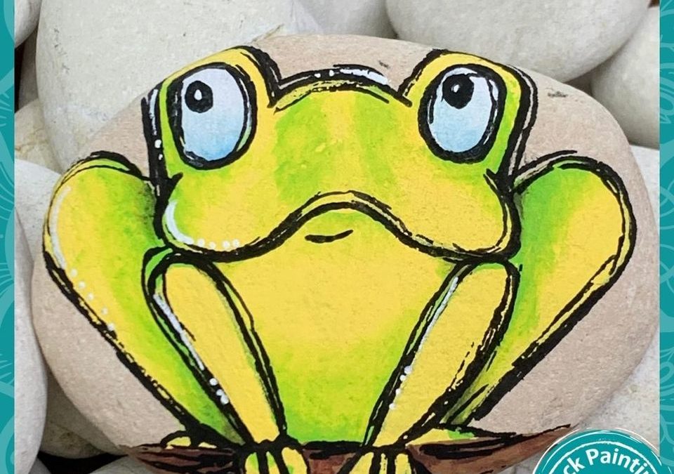 Yellow Frog rock painting tutorial