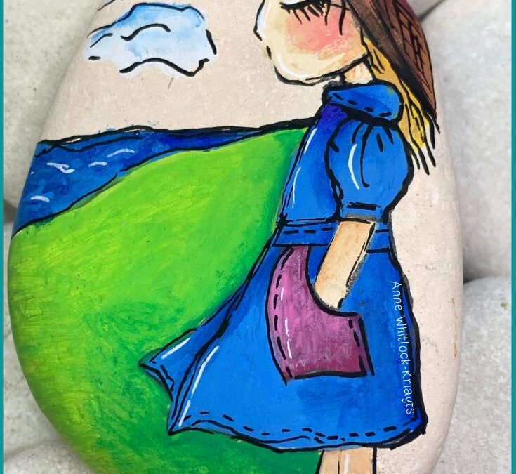Young Girl by the Ocean rock painting tutorial