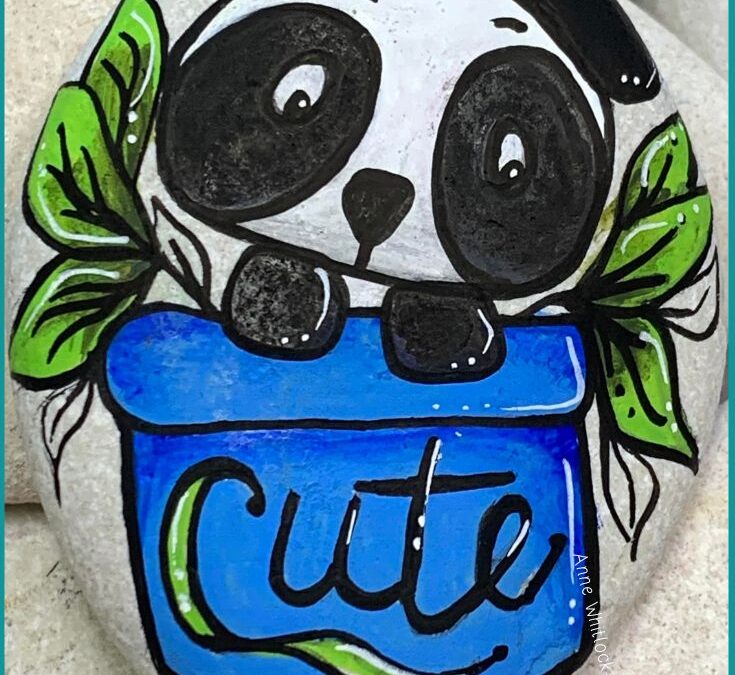 Cute Panda Bear Rock painting Tutorial