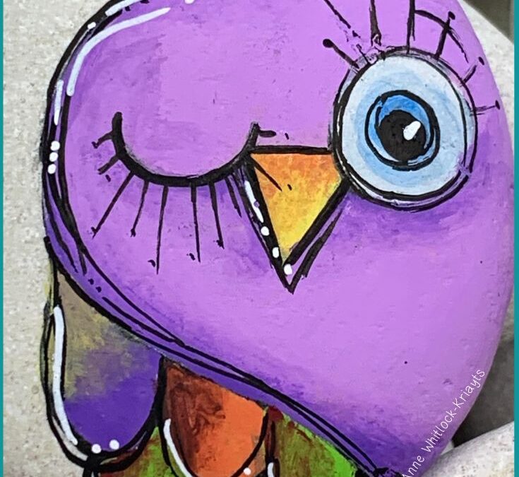 Colourful Owl Rock Painting Tutorial