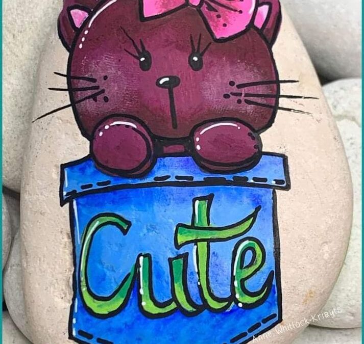 Cute Kitty in a pocket rock painting tutorial