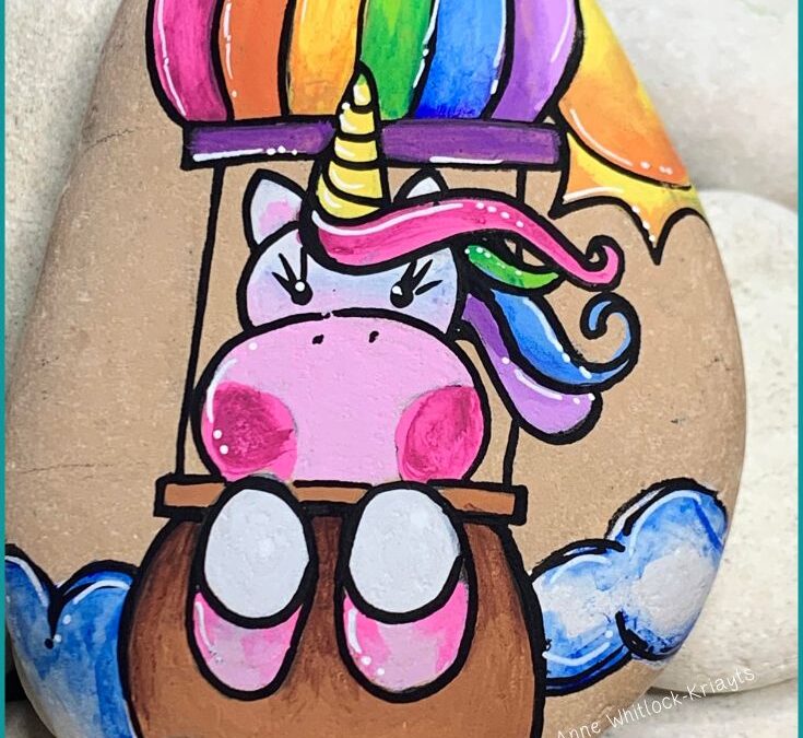 Hot Air Balloon Unicorn rock painting tutorial – Love from Anne